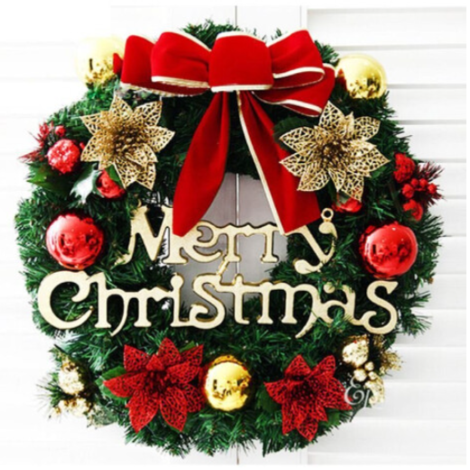 Merry Christmas Wreath Garland Xmas Front Door Wall Decoration