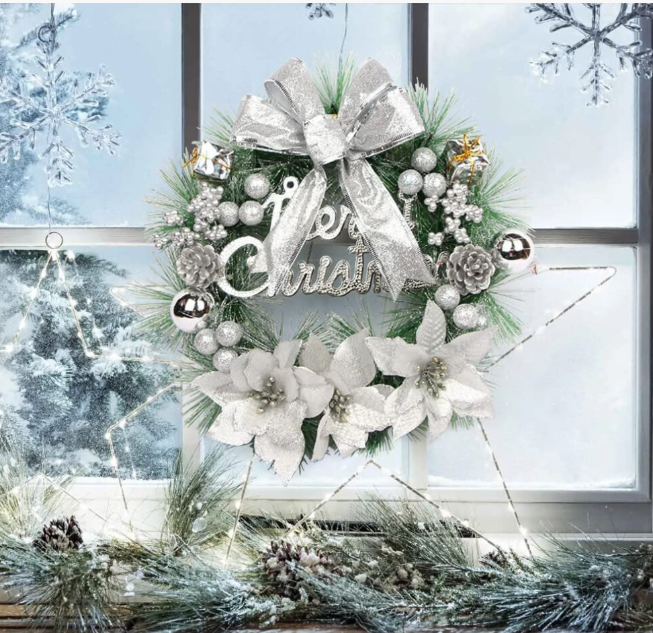 Christmas Wreath 30cm Artificial Front Door Wreath Hanging Garland