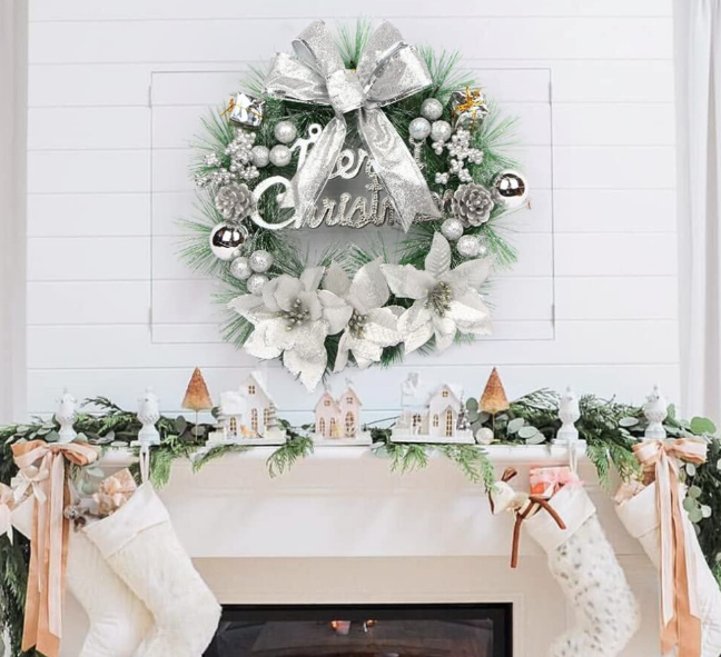 Christmas Wreath 30cm Artificial Front Door Wreath Hanging Garland