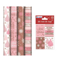 Christmas Gift Wrapping Paper Blush Pink 4 x 8M Rolls With 20 Tags