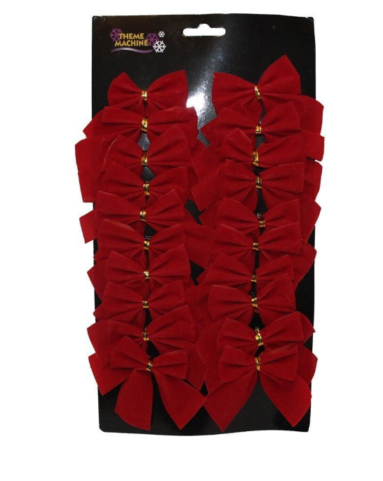 20 Pack 8cm Red Velvet Bows Christmas Tree Decoration