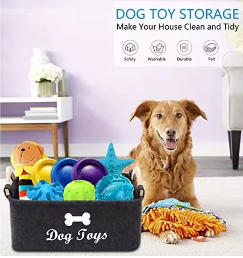Felt Dog Toy Storage Basket