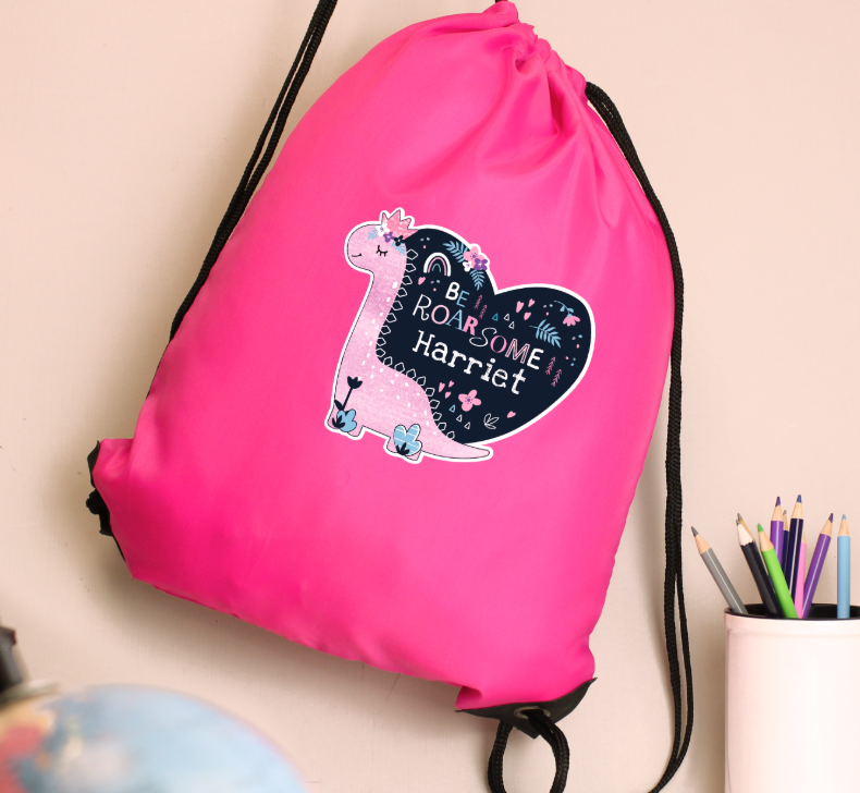 Personalised Dinosaur Pink Kit Bag