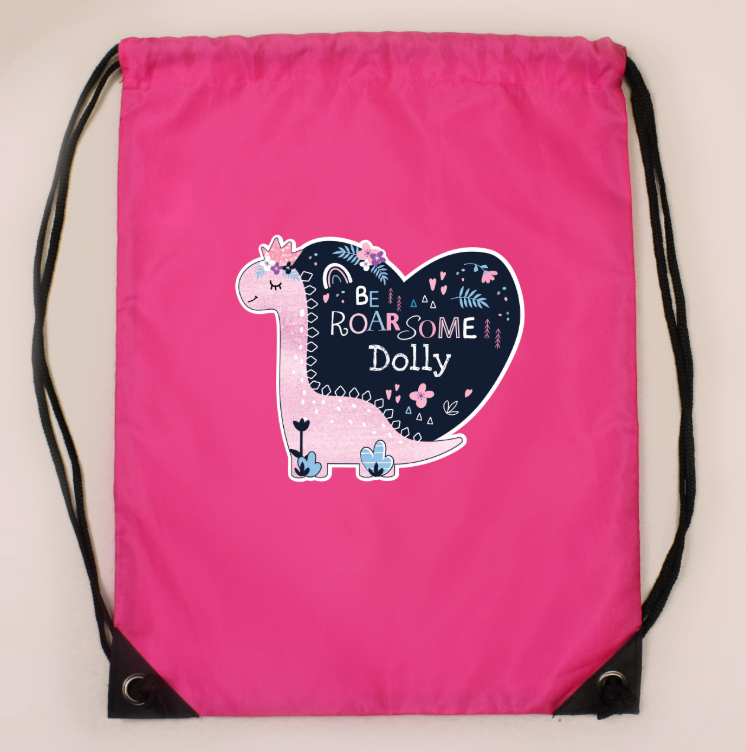 Personalised Dinosaur Pink Kit Bag