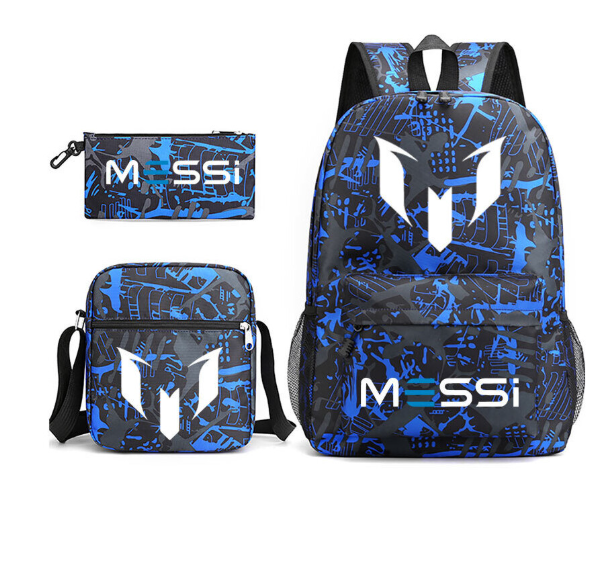 3pcs Sets Messi Backpack New Students Capacity School Bags