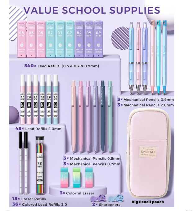 Four Candies 36PCS Aesthetic School Supplies in Pencil Case