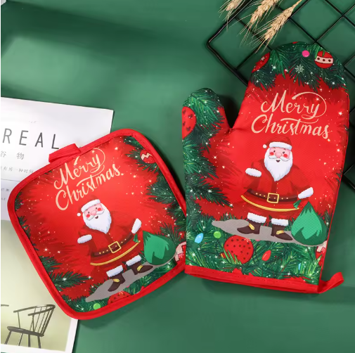 Christmas Oven Glove & Pot Holder Set