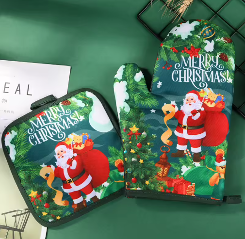 Christmas Oven Glove & Pot Holder Set