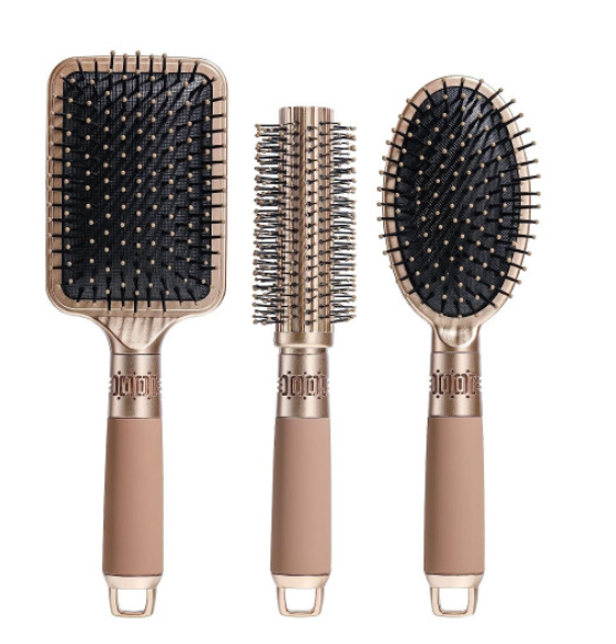 Hairbrush Set with Detangle Nylon Pin Massage Paddle Brush Pad Hair Comb