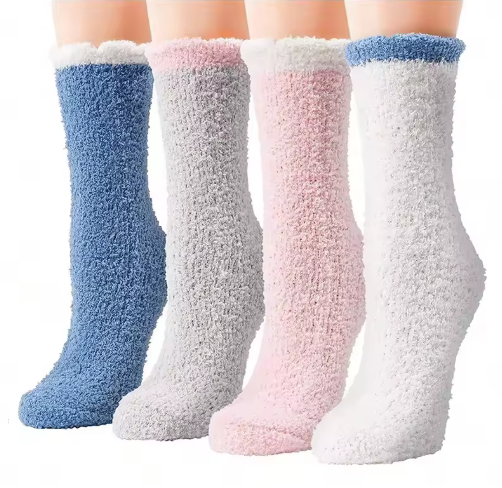 Women's Ultra Soft Fluffy Lounge Socks – 4 Pack