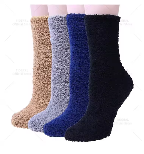 Women's Ultra Soft Fluffy Lounge Socks – 4 Pack