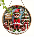 Elf Merry Christmas Wooden Hanging Plaque