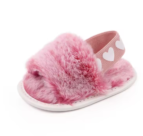 Baby Girls Fluffy Faux Fur Slippers