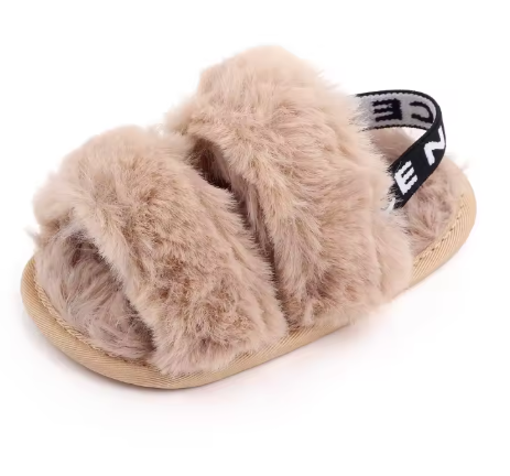 Baby Girls Fluffy Faux Fur Slippers