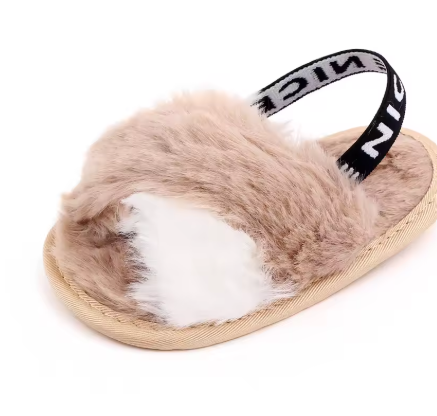 Baby Girls Fluffy Faux Fur Slippers