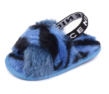 Baby Girls Fluffy Faux Fur Slippers