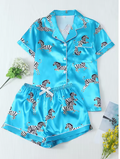 Women's Satin Zebra Print Pyjama Set