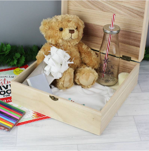 Personalised Colourful Santa Large Wooden Christmas Eve Box
