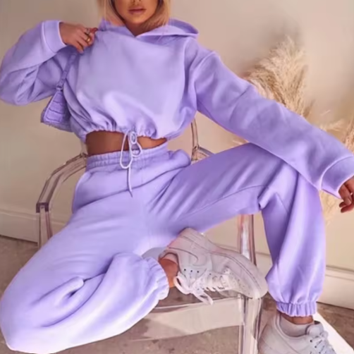 Women's Cropped Hoodie & Jogger Lounge Set