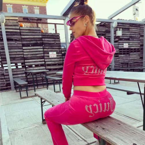 Women's Velour Cropped Hoodie & Jogger Tracksuit Set