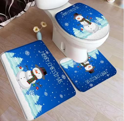 3-Piece Christmas Bathroom Mat Set