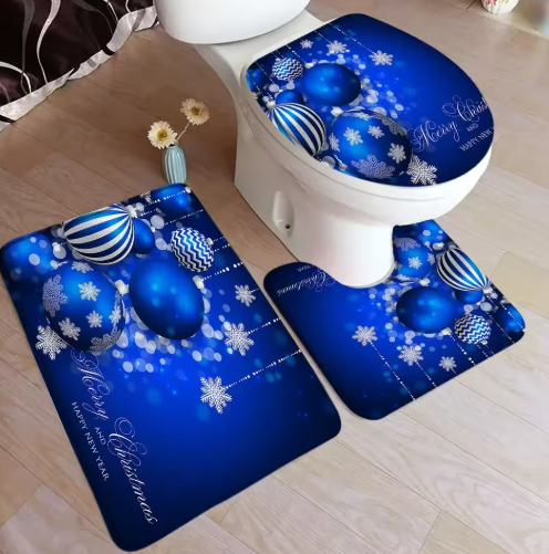 3-Piece Christmas Bathroom Mat Set