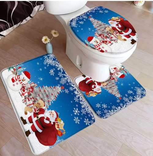 3-Piece Christmas Bathroom Mat Set