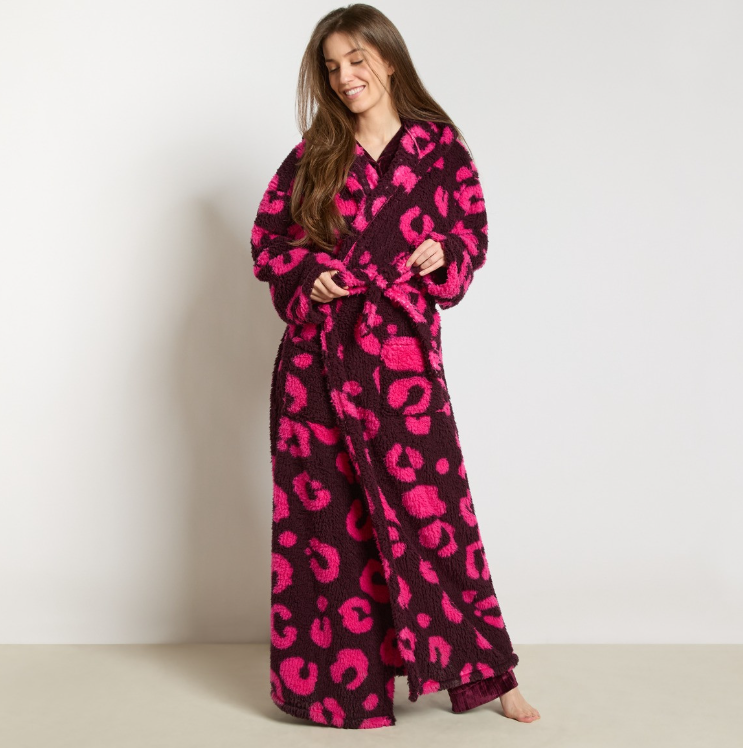 Abstract Leopard Teddy Fleece Dressing Gown