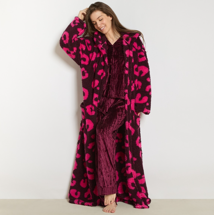 Abstract Leopard Teddy Fleece Dressing Gown