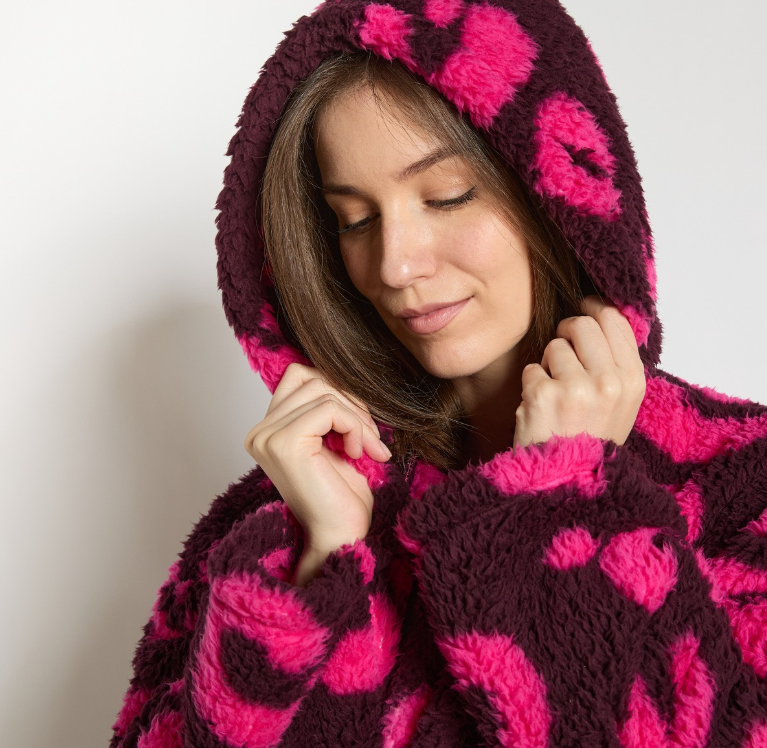 Abstract Leopard Teddy Fleece Dressing Gown