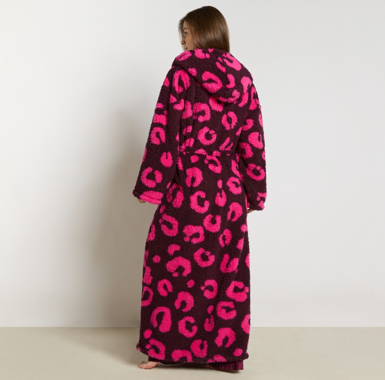 Abstract Leopard Teddy Fleece Dressing Gown