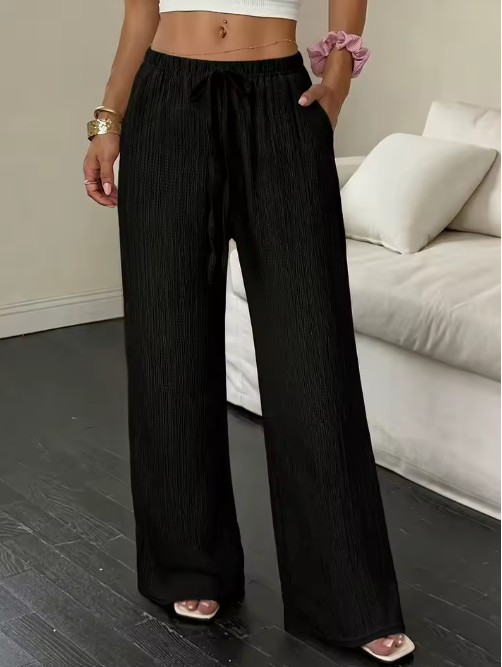 Crinkle Wide-Leg Trousers