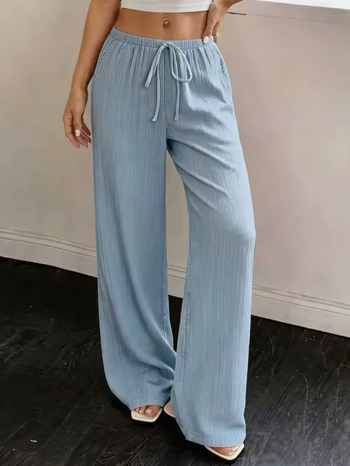 Crinkle Wide-Leg Trousers