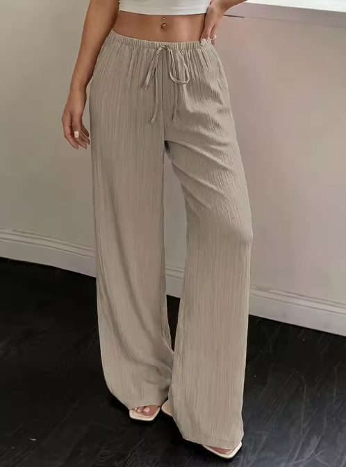 Crinkle Wide-Leg Trousers
