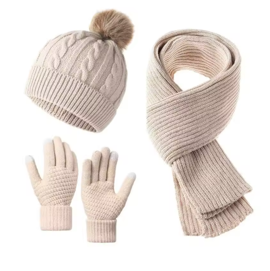 3-Piece Winter Hat, Scarf & Gloves Set
