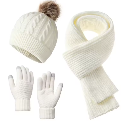 3-Piece Winter Hat, Scarf & Gloves Set