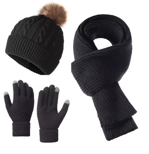 3-Piece Winter Hat, Scarf & Gloves Set