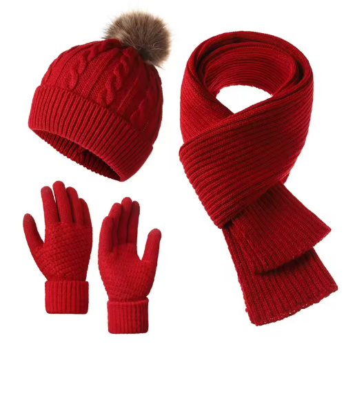 3-Piece Winter Hat, Scarf & Gloves Set