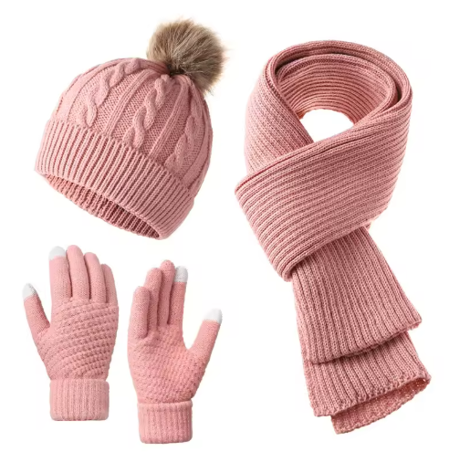 3-Piece Winter Hat, Scarf & Gloves Set