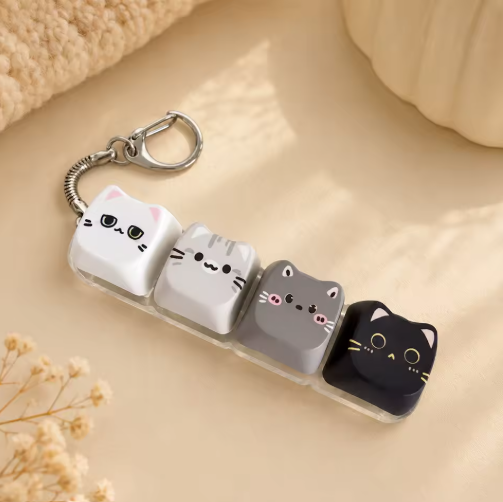 Cute Cat 4-Key Fidget Keychain