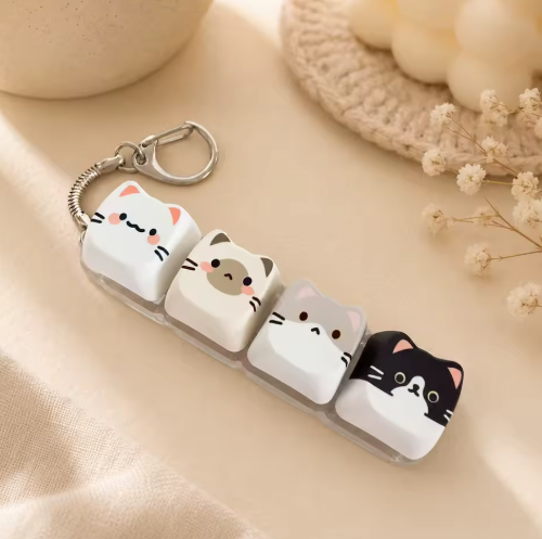 Cute Cat 4-Key Fidget Keychain