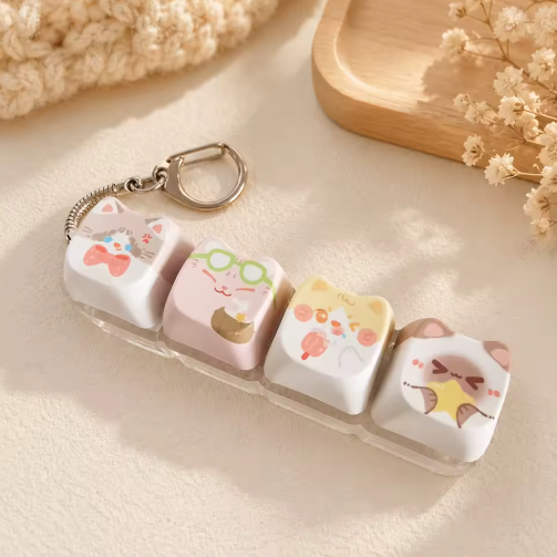 Cute Cat 4-Key Fidget Keychain