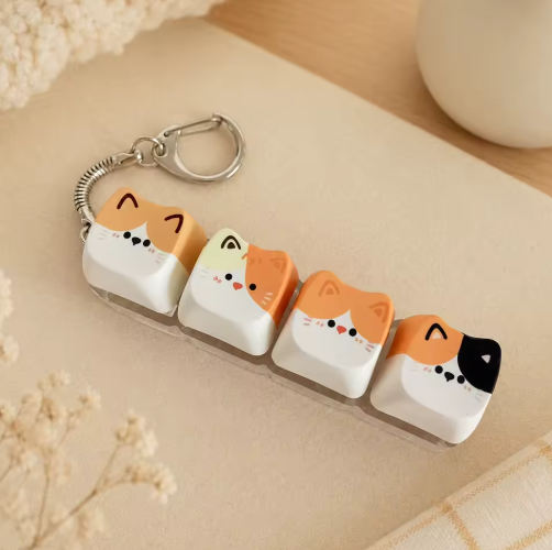 Cute Cat 4-Key Fidget Keychain