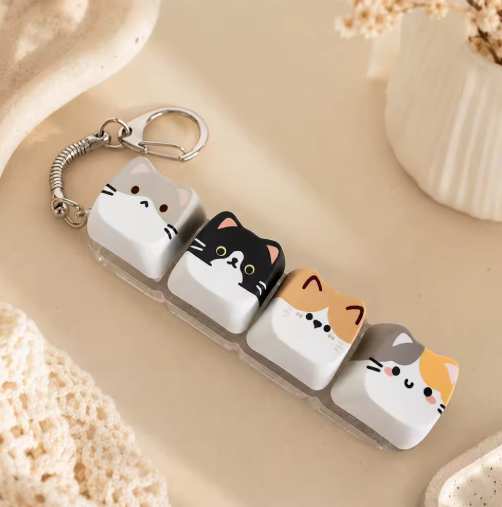 Cute Cat 4-Key Fidget Keychain