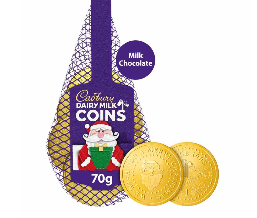 Cadbury Dairy Milk Chocolate Christmas Coins Bag 70g