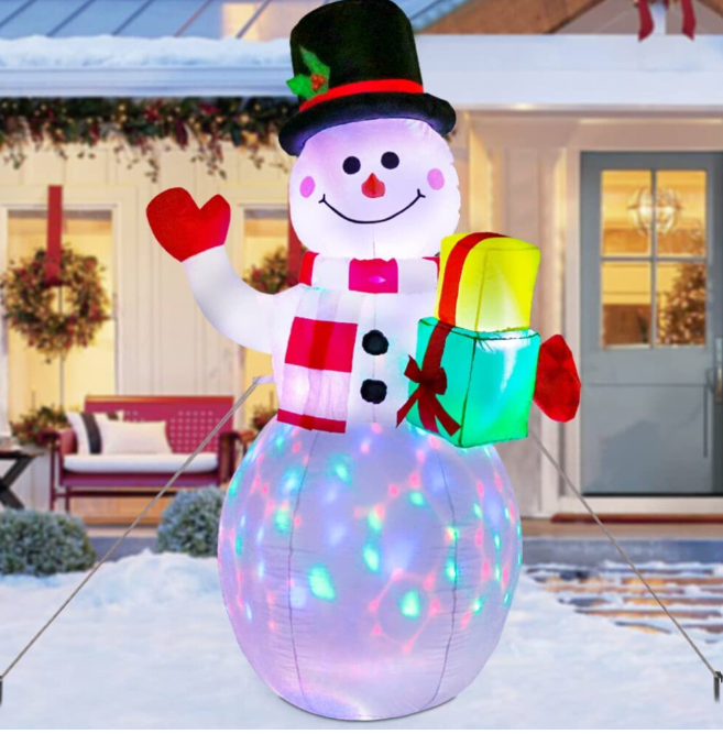 1.5m Christmas Inflatables Snowman with Rotating Lights