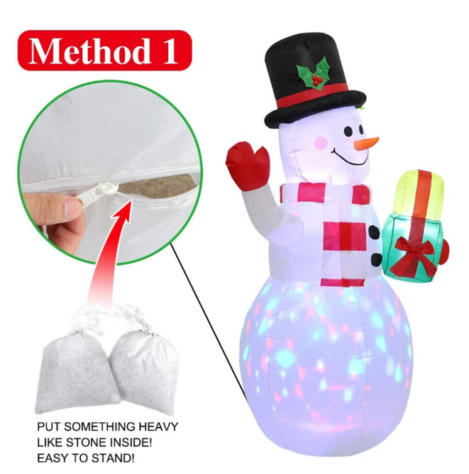 1.5m Christmas Inflatables Snowman with Rotating Lights