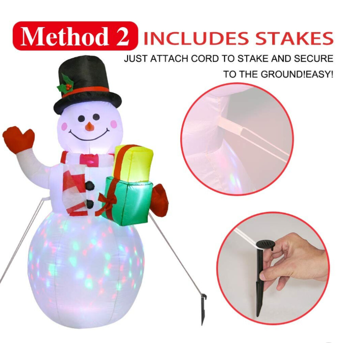 1.5m Christmas Inflatables Snowman with Rotating Lights