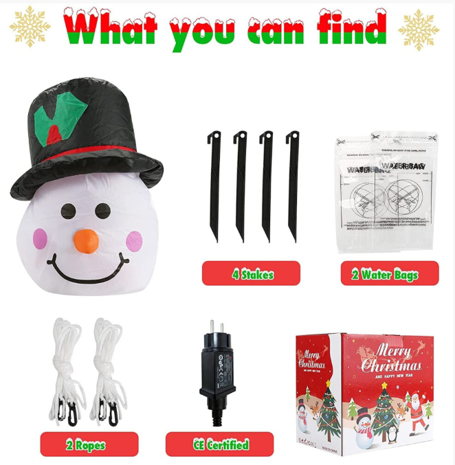 1.5m Christmas Inflatables Snowman with Rotating Lights