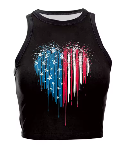 Women’s USA Patriotic Sleeveless Crop Top